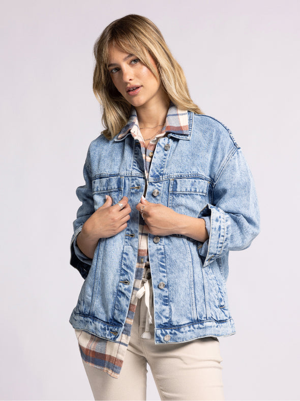 cordell jacket thread & supply denim wash acid washed oversized fit classic denim jacket