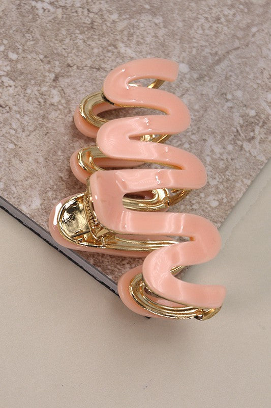 della modern wavy hair claw clip peach