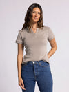 diane top thread & supply cedar short sleeve ribbed henley top button detail fitted silhouette basic tee