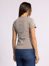 diane top thread & supply cedar short sleeve ribbed henley top button detail fitted silhouette basic tee