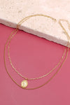 double layer gold coin chain necklace