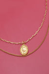 double layer gold coin chain necklace