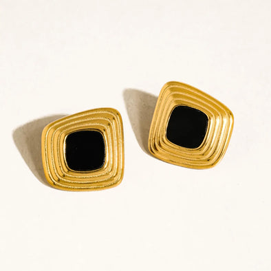 gold stud enamel 18k gold plated earrings
