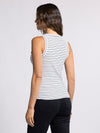 edlin tank thread & supply white black stripe fitted basic tank top crew neck ribbed fabric