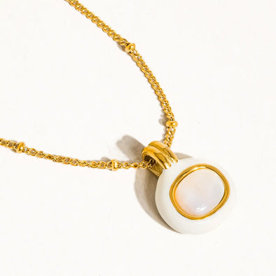 18k gold non tarnish necklace stone pendant