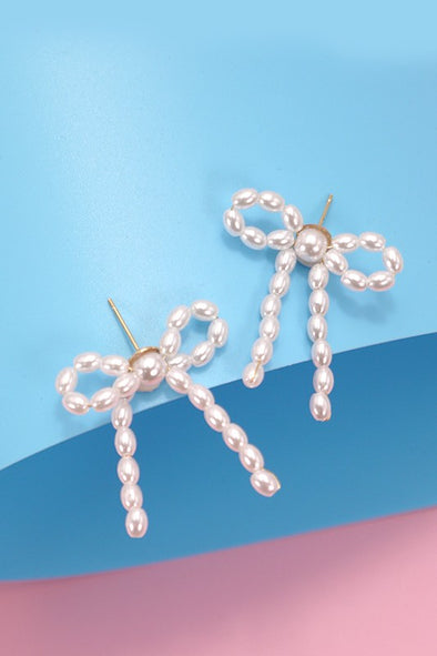 The Felicity Pearl Bow Tie Stud Earrings