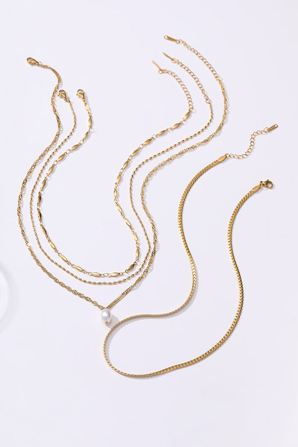 freya 18k gold plated multi layer pearl detail necklace