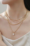 freya 18k gold plated multi layer pearl detail necklace