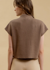 funnel neck drop shoulder short sleeve sweater knit top chest pocket mocha free people dupe