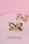 gold bow 18k stainless steel tarnish free waterproof stud earrings