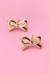 gold bow 18k stainless steel tarnish free waterproof stud earrings