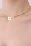 gold plated stainless steel tarnish free flower toggle chain necklace