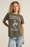 z supply nashville boyfriend tee cowboy country western graphic t-shirt relaxed fit crewneck short sleeve grape leaf olive