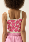 promesa floral knit square neck sweater tank top crop bubblegum pink off white