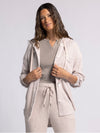 haley jacket thread & supply rose dust lightweight knit hooded shacket relaxed fit chest pocket