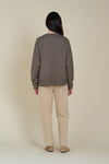 half placket sweater grade & gather henley oversized long sleeve womens basic fall winter sweater field grey