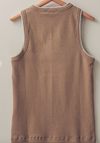 high neck ribbed tank with crochet stitching detail basic top taupe