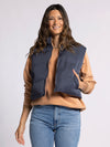 issey reversible vest thread & supply cropped puffer vest womens fall winter basic odyssey grey clove