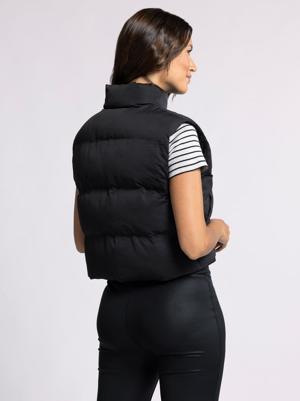 issey vest thread & supply cropped puffer vest womens fall winter basic black