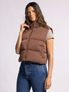 issey vest thread & supply cropped puffer vest womens fall winter basic cappuccino