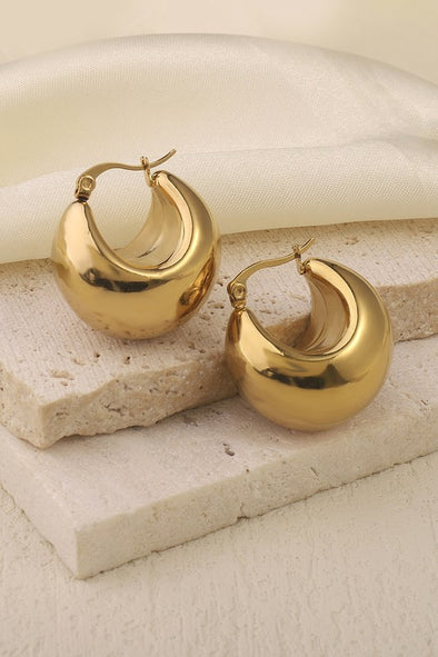 jacy 18k gold plated stainless steel waterproof tarnish resistant chunky gold hoop earring