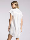 judson button front short sleeve dress multi stripe thread & supply