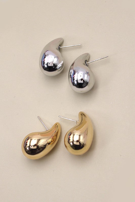 junie teardrop stud earrings gold silver