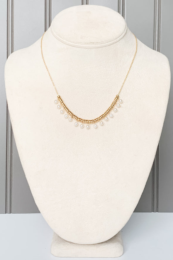 The Katrina Pearl + Gold Bead Necklace