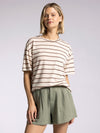 kay tee relaxed fit semi-sheer stripe thread & supply bone coral