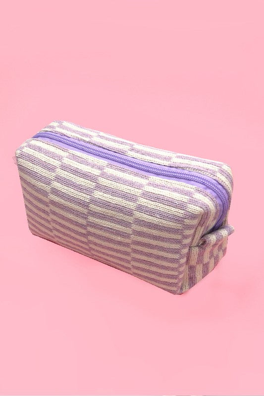 kellie printed makeup bag pouch lavender stripe