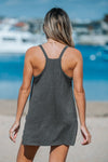 lavender j slouchy spaghetti strap v-neck athleisure romper dress built in shorts side pockets black charcoal