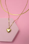 layered heart chain necklace gold waterproof tarnish free stainless steel