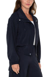 liverpool navy lunar blue zip up dolman athleisure jacket