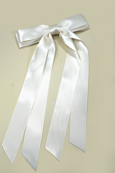 long satin hair bow ribbon clip