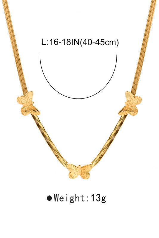 The Luna 18k Gold Plated Butterfly Station Necklace