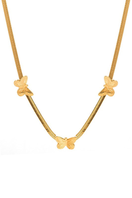 The Luna 18k Gold Plated Butterfly Station Necklace