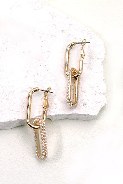 maeve link chain pearl drop earrings gold