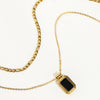 mare 18k gold plated waterproof non-tarnish stack necklace square black pendant