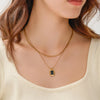 mare 18k gold plated waterproof non-tarnish stack necklace square black pendant