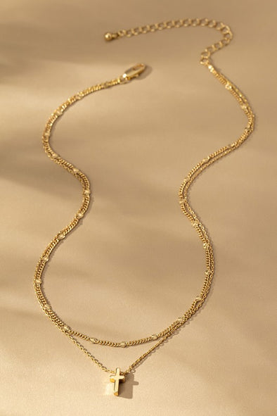 The Maribel Dainty Layered Cross Necklace
