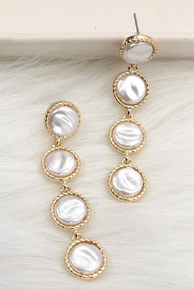 The Marlie Linear Drop Pearl Earrings