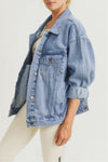 medium denim cotton boxy oversized denim jacket fall winter