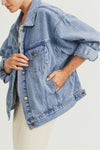 medium denim cotton boxy oversized denim jacket fall winter