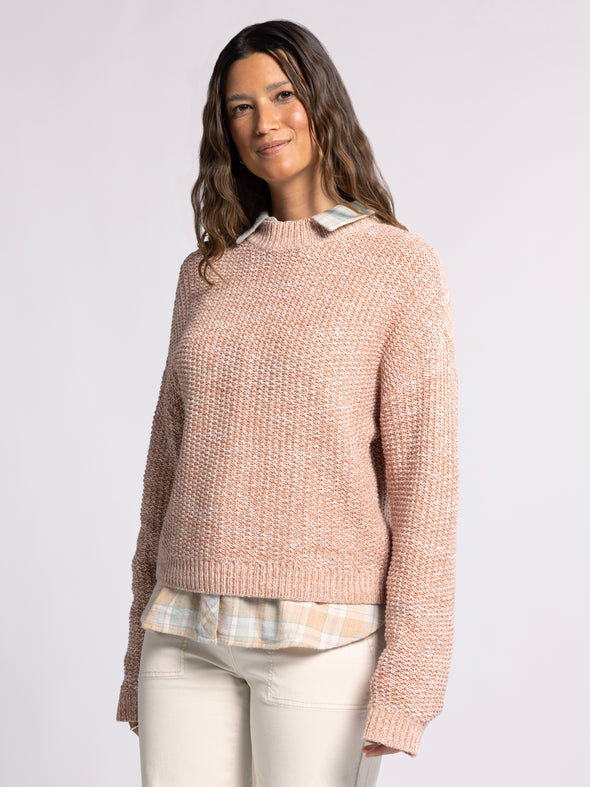 mena sweater thread & supply crewneck pullover basic womens fall winter sweater marled macchiato