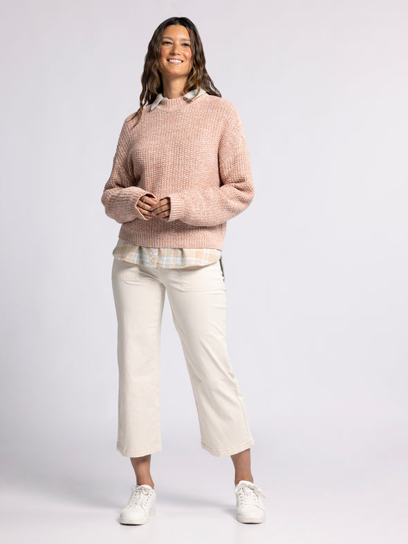 mena sweater thread & supply crewneck pullover basic womens fall winter sweater marled macchiato