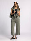 molina pants thread & supply dusty olive wide leg cropped ankle length drawstring waist side pockets comfy lounge pant