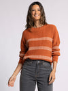 monica sweater thread & supply amber ivory basic womens fall winter crewneck pullover relaxed fit multi stripe sweater