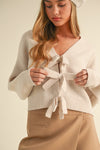 mable bow tie detail knit sweater top blush