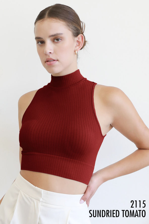 The Adrienne Ribbed Mock Neck Crop Top