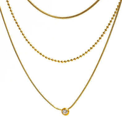 The Paulette 18k Gold Plated Tri-Layer Chain Necklace